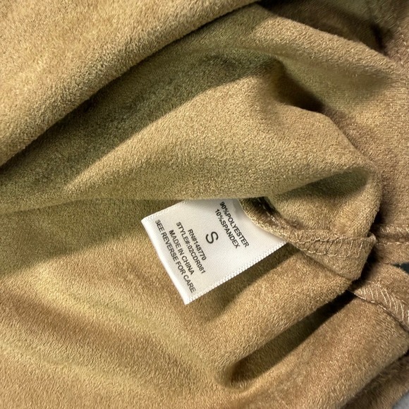 NWT Tan Y2K Faux Suede A Line Mini Dress Sleeveless Zip Pockets western, rustic - Picture 6 of 7